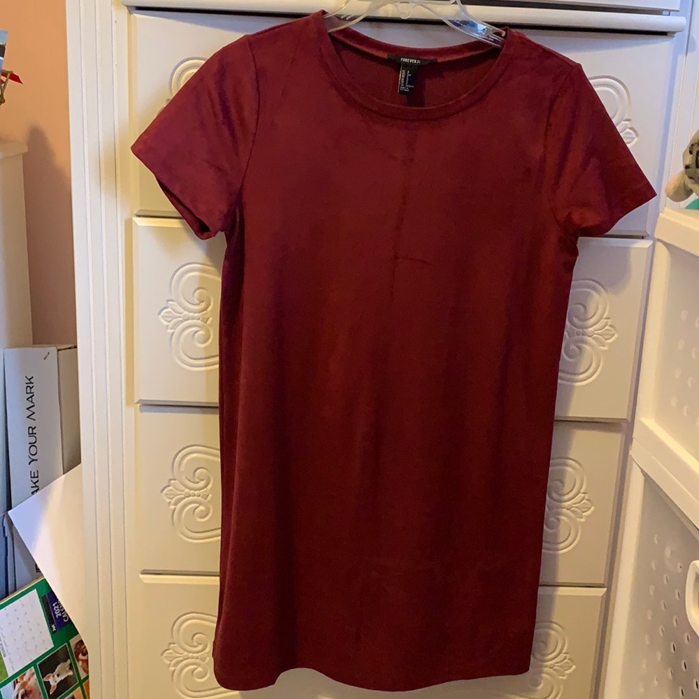 Burgundy, Velvet t-shirt dress